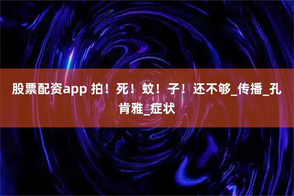股票配资app 拍！死！蚊！子！还不够_传播_孔肯雅_症状